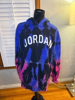 Jordan Tie-Dye Crewneck Hoodie - Black, Blue & Pink